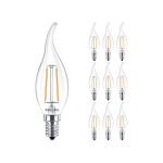 Mehrfachpackung 10x Philips Corepro LED Kerze E14 Gebogen-tip Fadenlampe Klar 2W 250lm - 827  | Ersatz für 25W