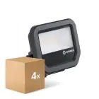 Mehrfachpackung 4x Ledvance Led-Scheinwerfer Aluminium Schwarz 8W 1100lm 100D - 830  | IP66 - Symmetrisch