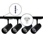 Ensemble complet Rail Monophasé Rail 1 Mètre Noir | incl. 4x Spot + GU10 2700K 3W Dimmable + Embout, Connecteur d’Alimentation