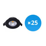 Lot 25x LED inclinable Spot Noir Ronde 6W 550lm 60D - 927  | 85mm - IP54 - Dimmable - Meilleur rendu de couleur